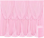 8 Panels Pink Backdrop Curtains for Wedding Party Wrinkle Free Backdrops Curtain Drapes Fabric Decorations Photo