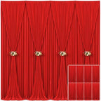 8 Panels Red Backdrop Curtain for Parties Wedding Wrinkle Free Red Photo Curtains Backdrop Drapes Fabric