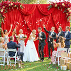 8 Panels Red Backdrop Curtain for Parties Wedding Wrinkle Free Red Photo Curtains Backdrop Drapes Fabric, alternate view 3