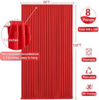 8 Panels Red Backdrop Curtain for Parties Wedding Wrinkle Free Red Photo Curtains Backdrop Drapes Fabric, alternate view 5
