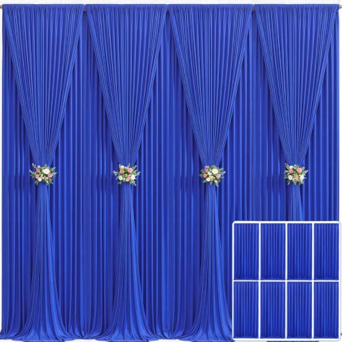 8 Panels Royal Blue Backdrop Curtain for Wedding Parties Wrinkle Free Blue Photo Curtains Backdrop Drapes Fabric
