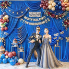 8 Panels Royal Blue Backdrop Curtain for Wedding Parties Wrinkle Free Blue Photo Curtains Backdrop Drapes Fabric, alternate