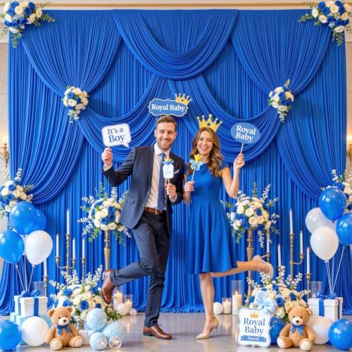 8 Panels Royal Blue Backdrop Curtains for Wedding Party Wrinkle Free Backdrops Curtain Drapes Fabric Decorations, alternate