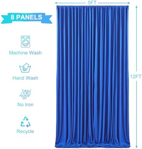 8 Panels Royal Blue Backdrop Curtains for Wedding Party Wrinkle Free Backdrops Curtain Drapes Fabric Decorations, alternate