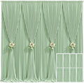 8 Panels Sage Green Backdrop Curtain for Parties Wrinkle Free Dark Green Photo Curtains Backdrop Drapes Fabric