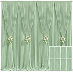 8 Panels Sage Green Backdrop Curtain for Parties Wrinkle Free Dark Green Photo Curtains Backdrop Drapes Fabric