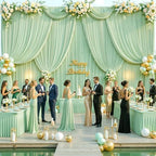 8 Panels Sage Green Backdrop Curtain for Parties Wrinkle Free Dark Green Photo Curtains Backdrop Drapes Fabric, alternate