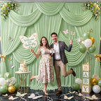 8 Panels Sage Green Backdrop Curtain for Parties Wrinkle Free Dark Green Photo Curtains Backdrop Drapes Fabric, alternate