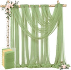 8 Panels Sage Green Wedding Arch Draping Fabric 30" x 19ft Wedding Drapes Tulle Drapes for Backdrop Sheer Fabric