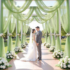 8 Panels Sage Green Wedding Arch Draping Fabric 30" x 19ft Wedding Drapes Tulle Drapes for Backdrop Sheer Fabric, alternate
