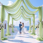 8 Panels Sage Green Wedding Arch Draping Fabric 30" x 19ft Wedding Drapes Tulle Drapes for Backdrop Sheer Fabric, alternate