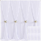 8 Panels White Backdrop Curtain for Parties Wedding Wrinkle Free White Photo Curtains Backdrops Drapes Fabric