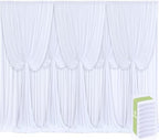 8 Panels White Backdrop Curtains for Wedding Party Wrinkle Free Backdrops Curtain Drapes Fabric Decorations