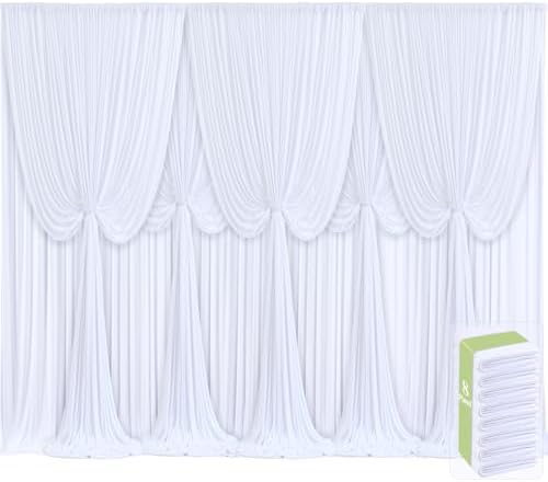8 Panels White Backdrop Curtains for Wedding Party Wrinkle Free Backdrops Curtain Drapes Fabric Decorations