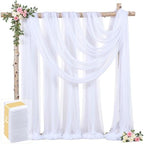 8 Panels White Wedding Arch Draping Fabric 30" x 19ft Wedding Drapes Tulle Drapes for Backdrop Sheer Fabric