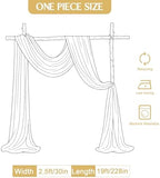 8 Panels White Wedding Arch Draping Fabric 30" x 19ft Wedding Drapes Tulle Drapes for Backdrop Sheer Fabric, alternate view 7
