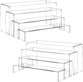 8 Pcs 11 to 12” Large Acrylic Display Riser 4 Size Display Shelf in clear