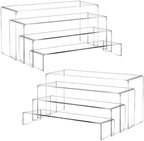 8 Pcs 11 to 12” Large Acrylic Display Riser 4 Size Display Shelf in clear