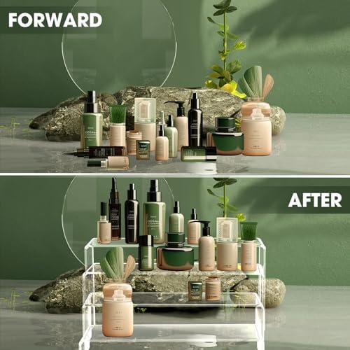 8 Pcs 11 to 12” Large Acrylic Display Riser 4 Size Display Shelf in clear, alternate view 5