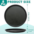 8 Pcs 16 Inch Round Serving Trays Restaurant Serving Trays Plastic Food Drink Serving Tray Non Slip Rubber Lined, alternate