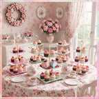8 Pcs 3 Tier Serving Tray Cupcake Stand, Square, White, Pink, Green in White, Pink, Green, alternate view 2