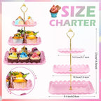 8 Pcs 3 Tier Serving Tray Cupcake Stand, Square, White, Pink, Green in White, Pink, Green, alternate view 3