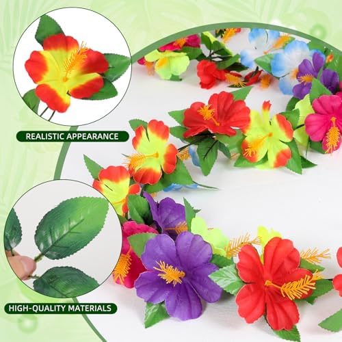 8 Pcs 31 ft Tropical Hibiscus Flower Garland for Hawaiian Luau Party, alternate view 4