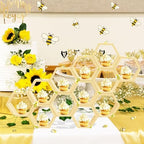 8 Pcs 5.5 Inch Honeycomb Cupcake Stand Cake Farmhouse Hexagon Display Holder Hexagonal Wood Cupcake Stand, alternate view 2
