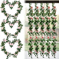 8 Pcs 54ft Artificial Rose Garland Silk Vine Wedding Decor, Pink in Pink