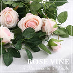 8 Pcs 54ft Artificial Rose Garland Silk Vine Wedding Decor, Pink in Pink, alternate view 3