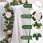 8 Pcs 54ft Artificial Rose Garland Silk Vine Wedding Decor, Pink in Pink, alternate view 4