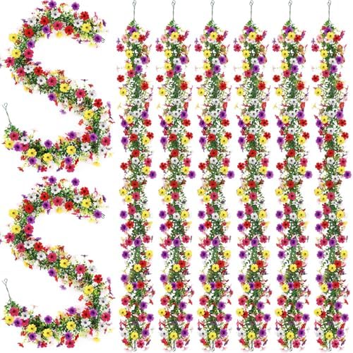 8 Pcs 6 ft Artificial Flowers Wisteria Garland, Multicolor