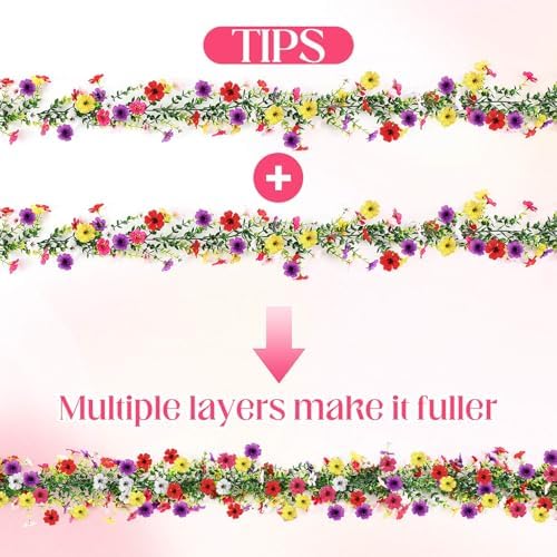 8 Pcs 6 ft Artificial Flowers Wisteria Garland, Multicolor, alternate view 4