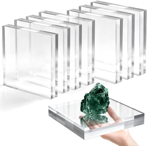 8 Pcs 6 X 6 X 1 Inch Acrylic Blocks, Clear Square Acrylic Base in 6 X 6 X 1 Inch in Clear