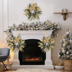 8 Pcs 9 Inch Christmas Wreaths for Kitchen Cabinet Artificial Pine Hanging Cedar Wreath with Christmas Balls, alternate view