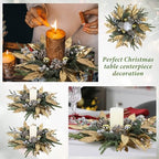 8 Pcs 9 Inch Christmas Wreaths for Kitchen Cabinet Artificial Pine Hanging Cedar Wreath with Christmas Balls, alternate view
