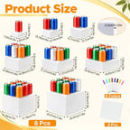 8 Pcs Acrylic Buffet Risers with Mini Sign and Marker, Party Food Display in white, alternate view 2