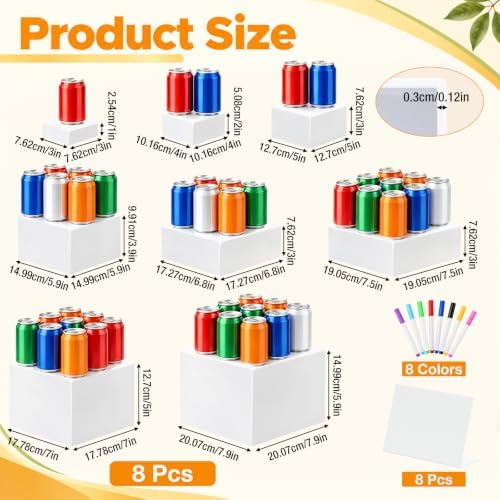 8 Pcs Acrylic Buffet Risers with Mini Sign and Marker, Party Food Display in white, alternate view 2