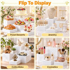 8 Pcs Acrylic Buffet Risers with Mini Sign and Marker, Party Food Display in white, alternate view 6