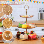 8 Pcs Acrylic Dessert Cupcake Stand 3 Tier, Clear Amber, Golden in Clear Amber, alternate view 3