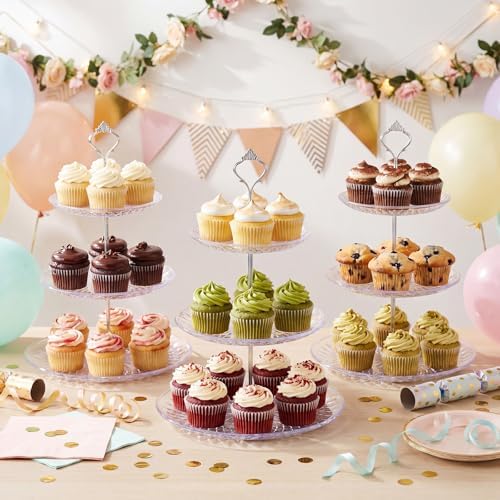 8 Pcs Acrylic Dessert Cupcake Stand 3 Tier, Clear Crown in Clear Crown, alternate view 2