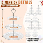 8 Pcs Acrylic Dessert Cupcake Stand 3 Tier, Clear Crown in Clear Crown, alternate view 3