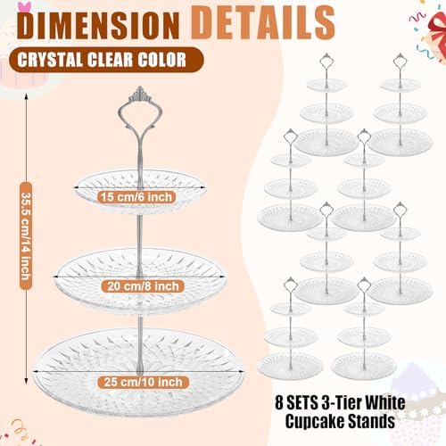 8 Pcs Acrylic Dessert Cupcake Stand 3 Tier, Clear Crown in Clear Crown, alternate view 3