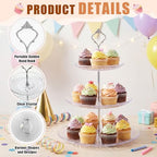 8 Pcs Acrylic Dessert Cupcake Stand 3 Tier, Clear Crown in Clear Crown, alternate view 4