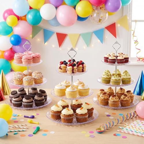 8 Pcs Acrylic Dessert Cupcake Stand 3 Tier, Clear Crown in Clear Crown, alternate view 7
