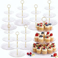 8 Pcs Acrylic Dessert Cupcake Stand 3 Tier, Clear, Golden in Clear
