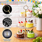 8 Pcs Acrylic Dessert Cupcake Stand 3 Tier, Clear, Golden in Clear, alternate view 3