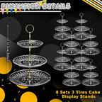 8 Pcs Acrylic Dessert Cupcake Stand 3 Tier, Clear, Golden in Clear, alternate view 4