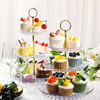 8 Pcs Acrylic Dessert Cupcake Stand 3 Tier, Clear, Golden in Clear, alternate view 6