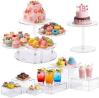 8 Pcs Acrylic Dessert Cupcake Stands Set, Clear in Clear